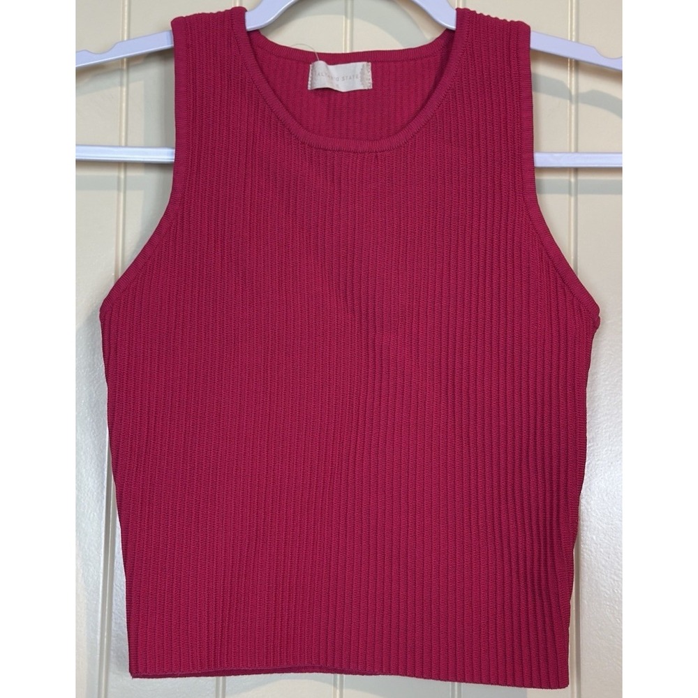 Altar'd State Pink Ribbed Knit Sleeveless Crop Top stretch sz S GUC